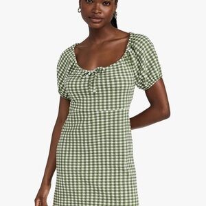 Madewell Olive Checkered Mini Dress